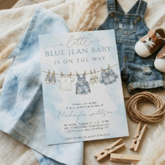Little Blue Jean Baby Is On The Way Baby Shower Invitation