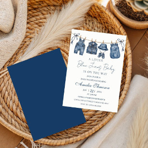 Little Blue Jean Is On The Way, Denim Baby Shower, Invitation
