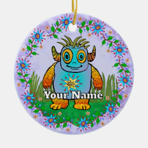 Little Blue Monster Ceramic Ornament