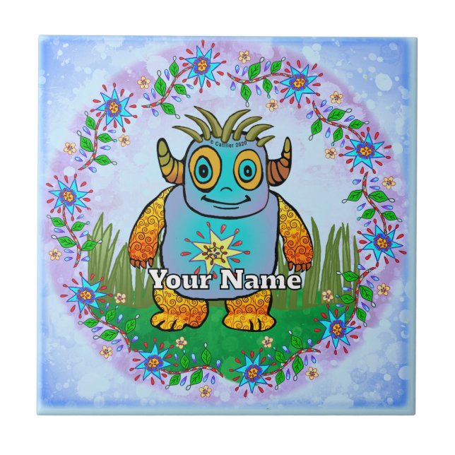 Little Blue Monster Ceramic Tile (Front)