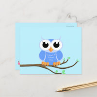 Little Blue Owl - Blank Postcard