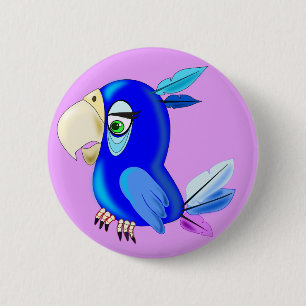 Little Blue Parrot 6 Cm Round Badge