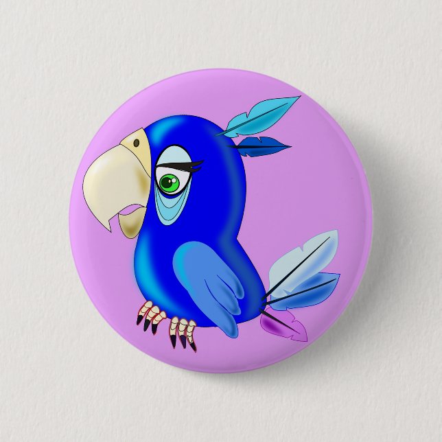 Little Blue Parrot 6 Cm Round Badge (Front)