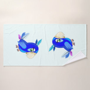 Little Blue Parrot Bath Towel