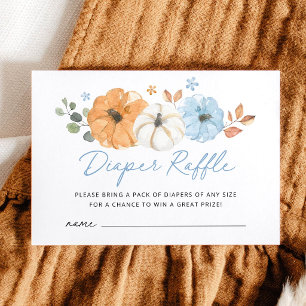 Little Blue Pumpkin Boy Baby Shower Diaper Raffle Enclosure Card