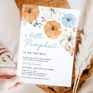 Little Blue Pumpkin Boy Baby Shower Invitation