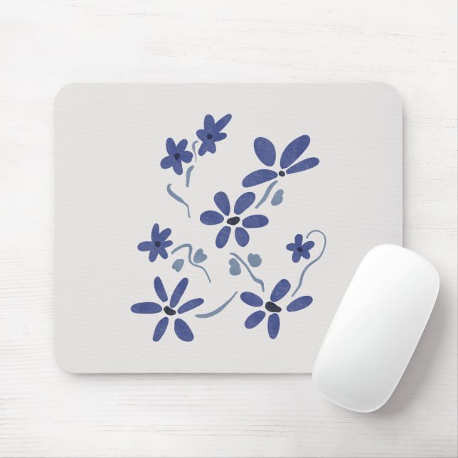 Little Blue Romantic Flowers  Mouse Pad (With Mouse)