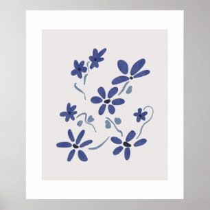 Little Blue Romantic Flowers Poster