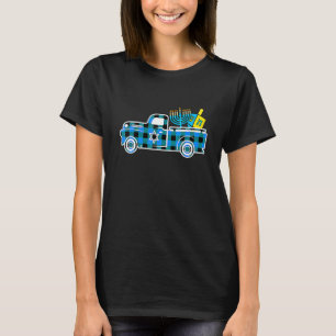 Little Blue Truck Buffalo Plaid Hanukkah Menorah D T-Shirt