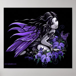 "Little Blue" Violet Butterfly Flower Fairy Poster