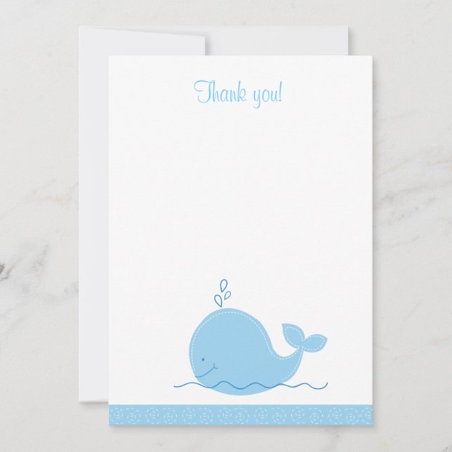 Little Blue Whale Flat Thank You note Card (Front)