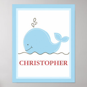Little Blue Whale Personalised Art Print