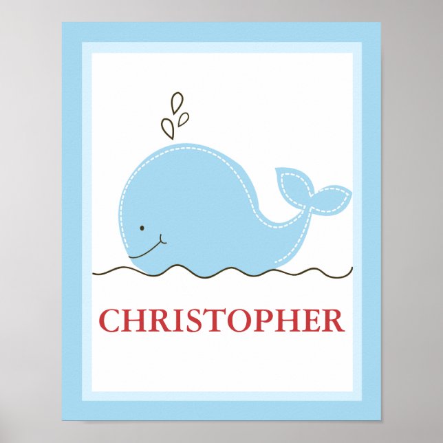 Little Blue Whale Personalised Art Print (Front)