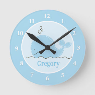 Little Blue Whale Personalised Wall Clock