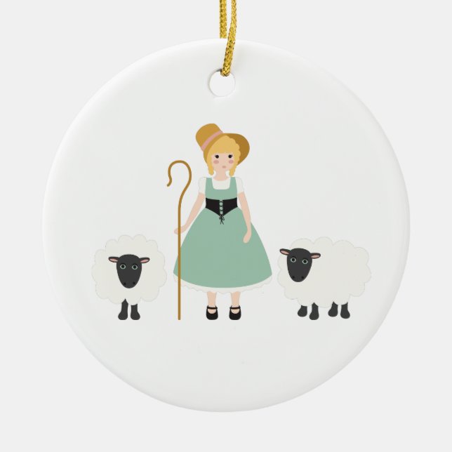 Little Bo Peep Ceramic Ornament (Front)