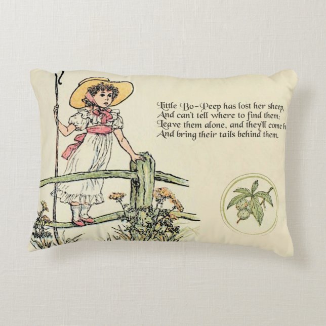 Little Bo-Peep: Classic Kate Greenaway Nursery Decorative Cushion (Back)