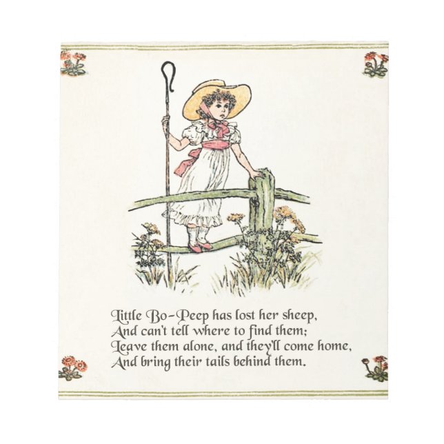 Little Bo-Peep: Classic Kate Greenaway Nursery Notepad (Front)