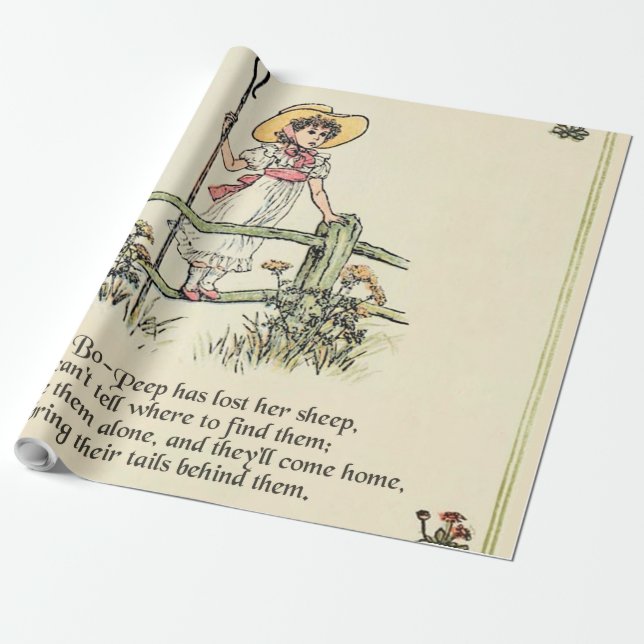Little Bo-Peep: Classic Kate Greenaway Nursery Wrapping Paper (Unrolled)