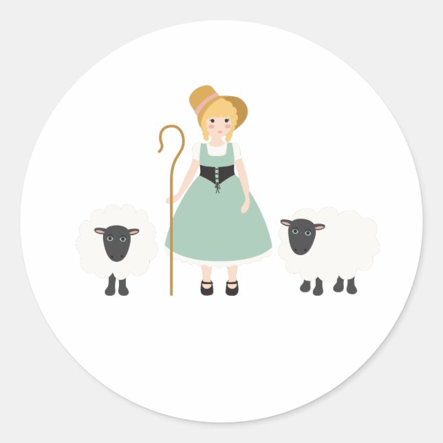 Little Bo Peep Classic Round Sticker (Front)