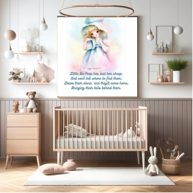 Little Bo-Peep cute poster (Add a touch of color to the nursery with this cute poster.)