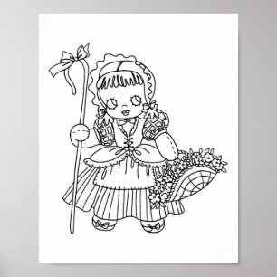 Little Bo PeeP Mother goose Colouring page Poster
