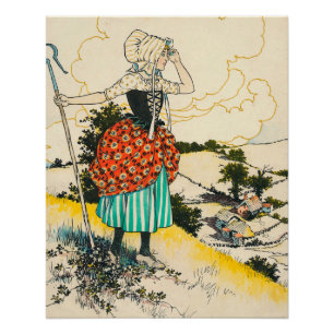 Little Bo Peep - Vintage Shepherdess Illustration Poster