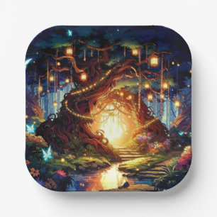 Little Boho Enchanted Forest Baby Shower Paper Plate