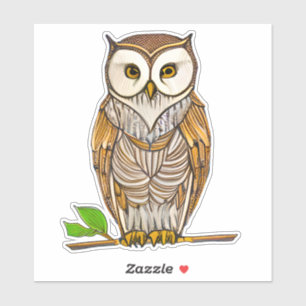 Little Boho Owl on a Branch Illustration 