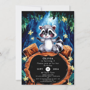 Little Boho Racoon Birthday Invitation
