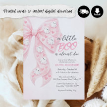 Little Boo Almost Due Bow Halloween Baby Shower