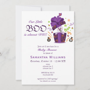 Little BOO Almost Due Ghost Coquette Baby Shower Invitation
