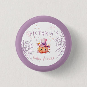 Little boo Almost Due Halloween Baby Girl Shower 3 Cm Round Badge