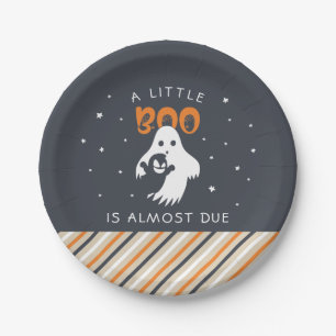 Little Boo Almost Due   Halloween Baby Shower Paper Plate