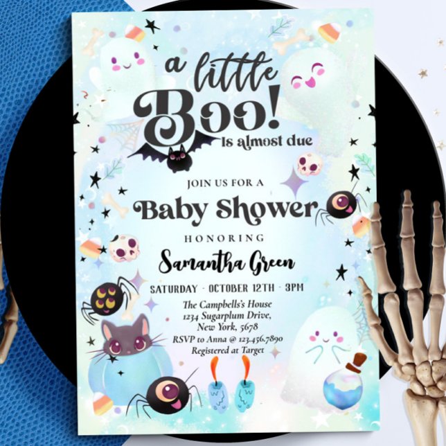 Little Boo Baby Boy Blue Baby shower Invitation (Creator Uploaded)