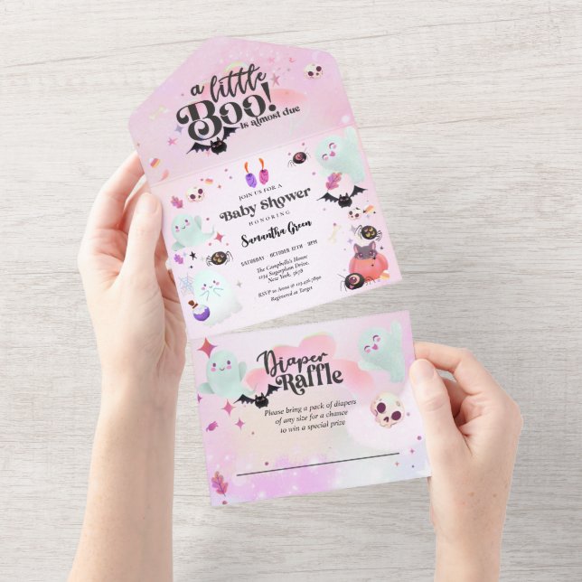 Little Boo Baby girl Baby shower All In One Invitation (Tearaway)