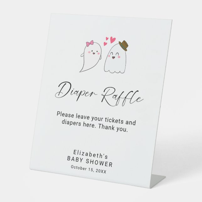 Little Boo Baby Shower Diaper Raffle Sign Custom (Front)