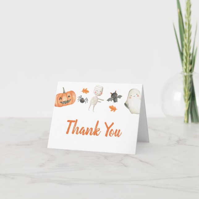 Little Boo Baby Shower Folded Thank You Card (Front)