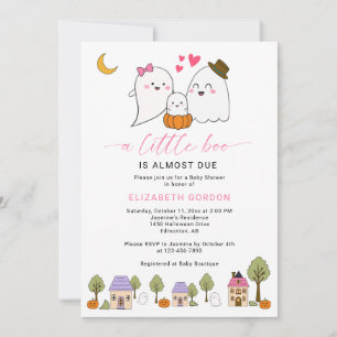 Little Boo Baby Shower Halloween Ghost QR Code Invitation