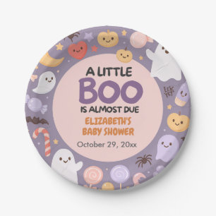 Little Boo baby shower Halloween Paper Plate