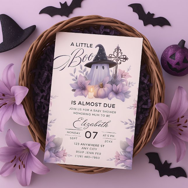 little boo baby shower invitation Halloween Purple (little boo baby shower invitation, Halloween Flyer Baby Shower, Little Boo Invitation Little Boo Bab)