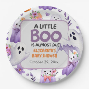 Little Boo baby shower Pumpkin Halloween  Paper Plate