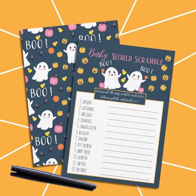 Little Boo Baby Word Scramble Baby Shower Game Invitation (Creator Uploaded)