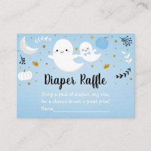 Little Boo Blue Ghost Baby Shower Diaper Raffle Enclosure Card