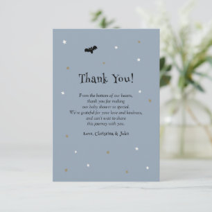 Little Boo Blue Halloween Ghost Baby Shower Thank You Card