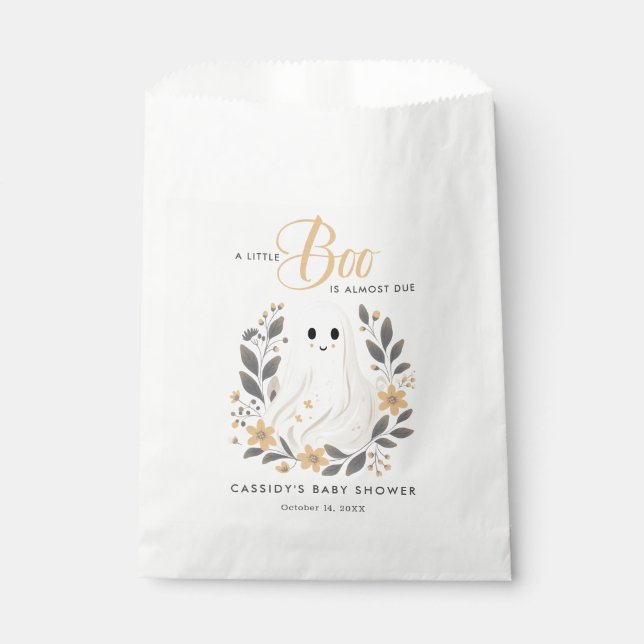 Little Boo Boho Ghost Halloween Baby Shower Favour Bag (Front)