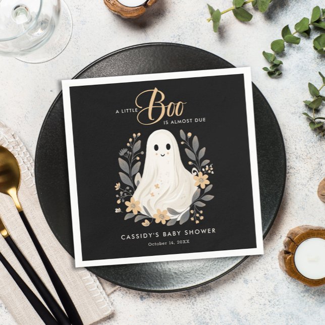 Little Boo Boho Ghost Halloween Baby Shower Napkin (Creator Uploaded)