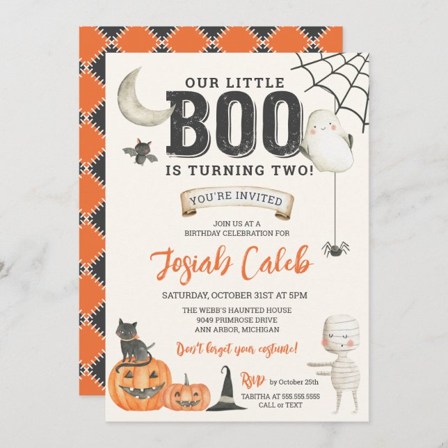 Little Boo Children's Halloween Birthday  Invitation (Front/Back)