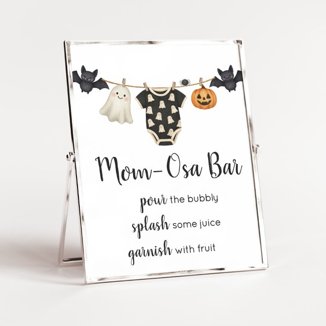 Little Boo Clothesline Baby Shower MomOsa Bar Sign (Halloween Little Boo Clothesline Baby Shower Sign)
