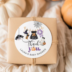 Little Boo Clothesline baby shower thank you Classic Round Sticker