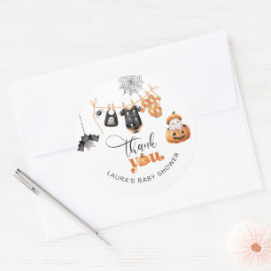 Little Boo Clothesline baby shower thank you  Classic Round Sticker
